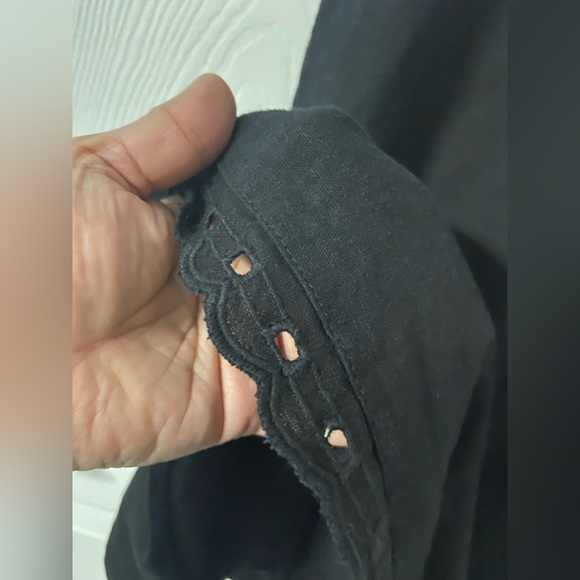 T36- OLD NAVY Black LINEN-RAYON Blend CutOut Spaghetti Midi Dress - Picture 4 of 8